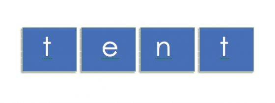 Four-notelets-for-the-word-tent, containing a consonant cluster.